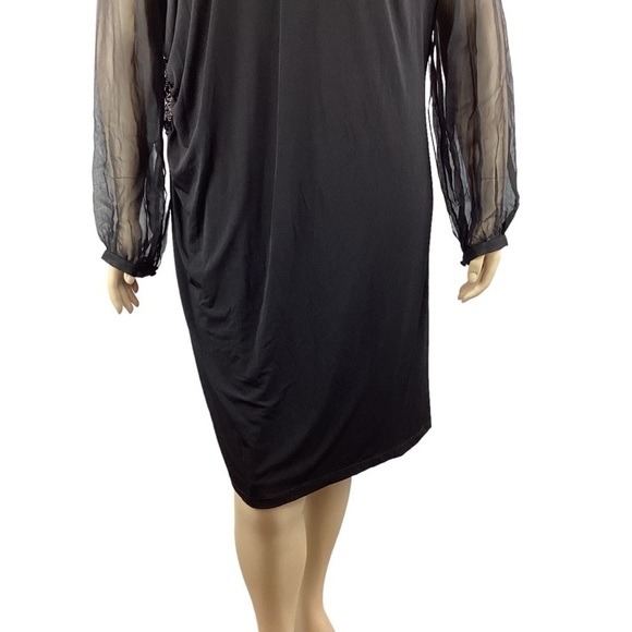 David Meister Long Sleeve Dress Size 20W Black - Picture 3 of 9
